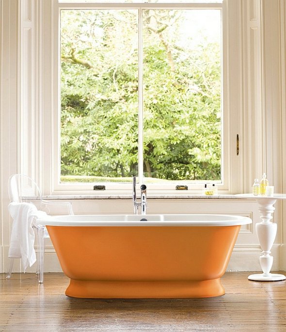 orange bathtub bathroom