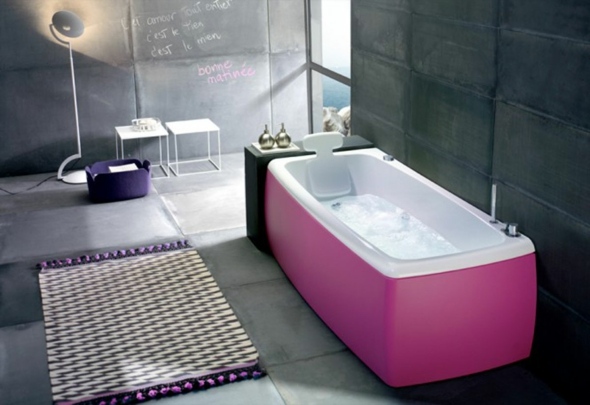 pink bathtub bathroom