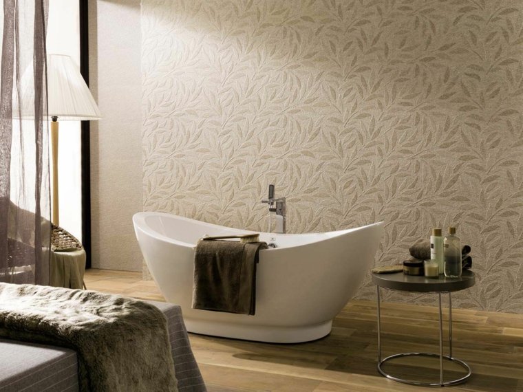 bathroom beige and taupe wallpaper cozy atmosphere