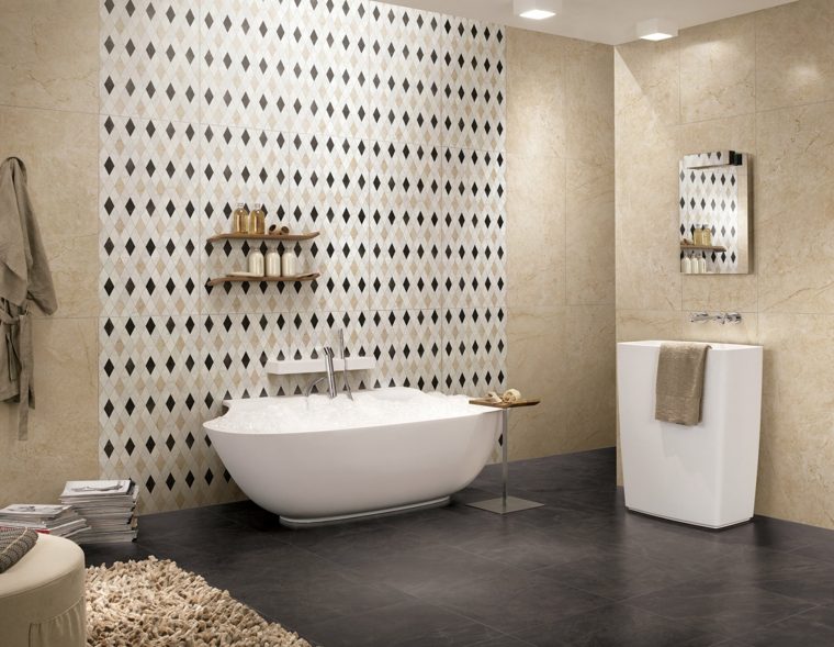 stylish beige and taupe bathroom