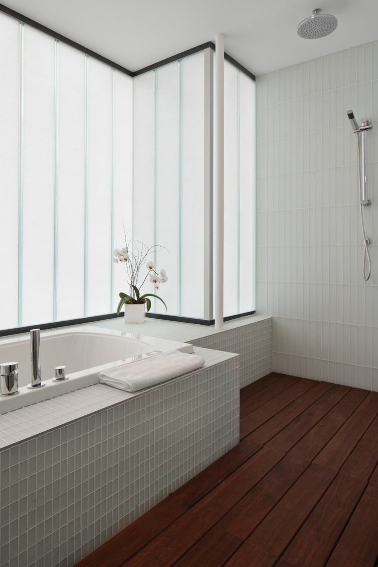 white bathroom and wood design modern Japanese walls