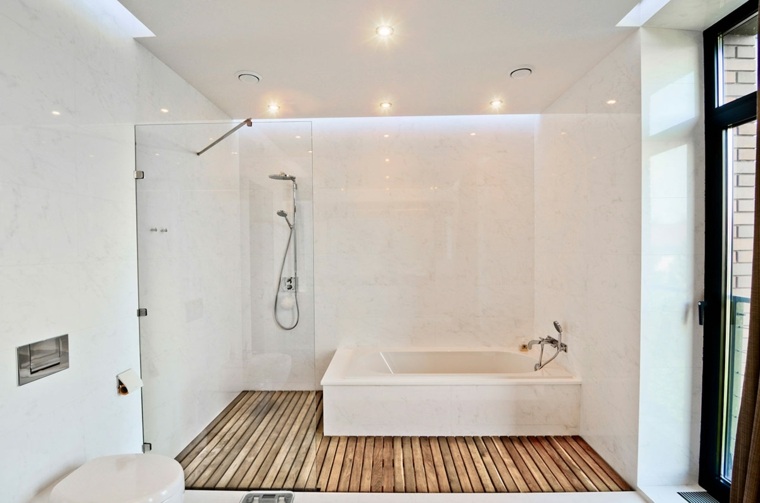 white bathroom and modern design wood