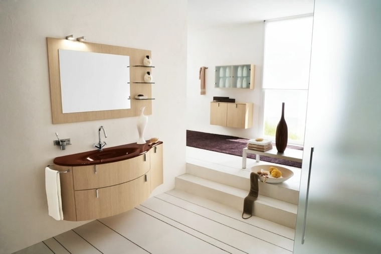 white bathroom and wood design