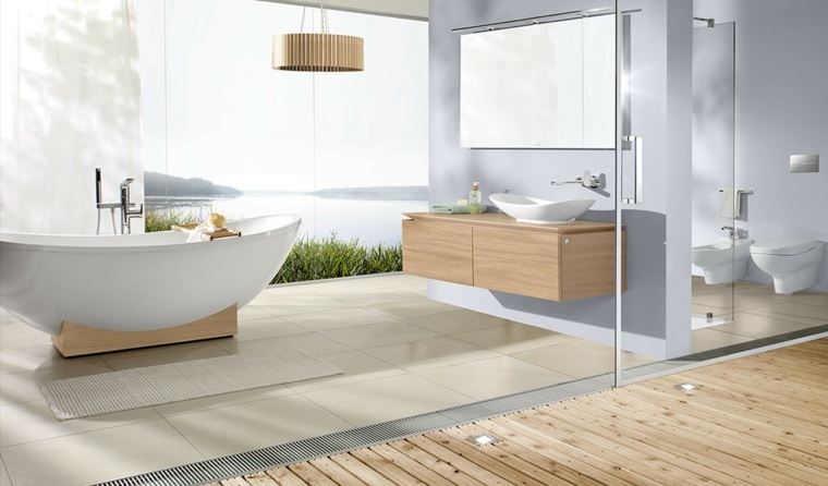 white bathroom and modern wood design