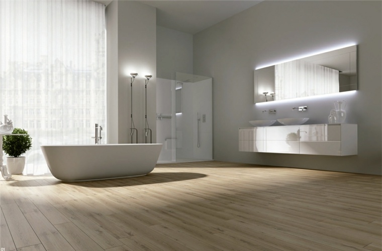 white bathroom and spacious wood design modern luxury