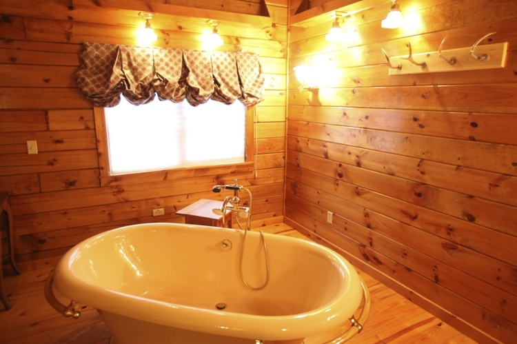 bathroom wood bathtub