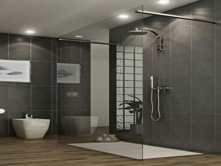 shower cabin bathroom concrete waxed deco design wall bathtub