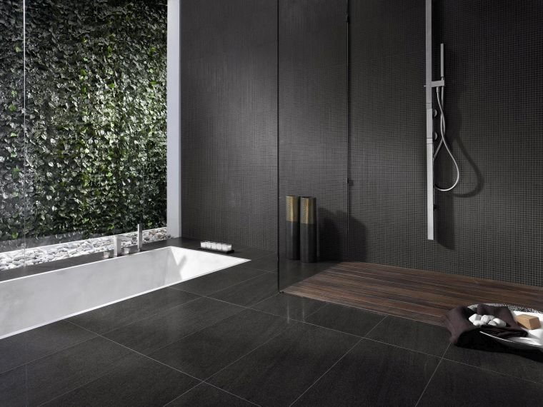 bathroom slate tile black color