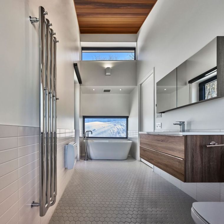 modern chalet bathroom white color