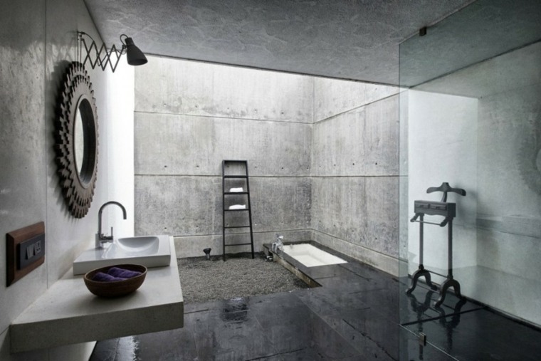 concrete waxed gray design mirror idea concrete waxed bathroom