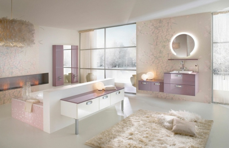 purple beige deco bathroom