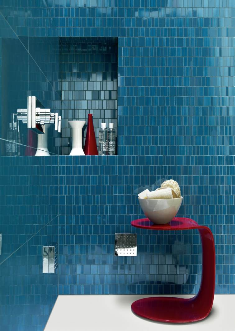 bathroom blue deco tile