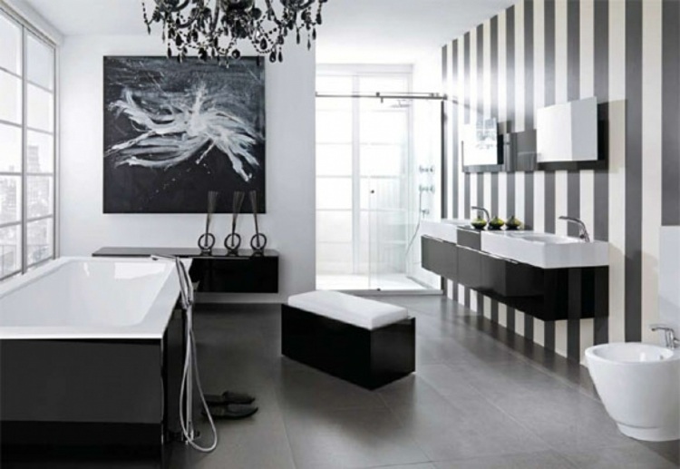 bathroom black white deco