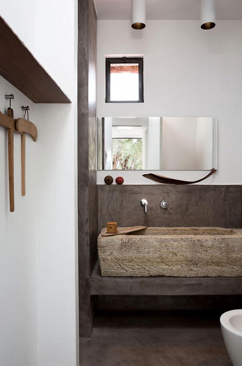 bathroom stone washbasin idea landscaping window mirror