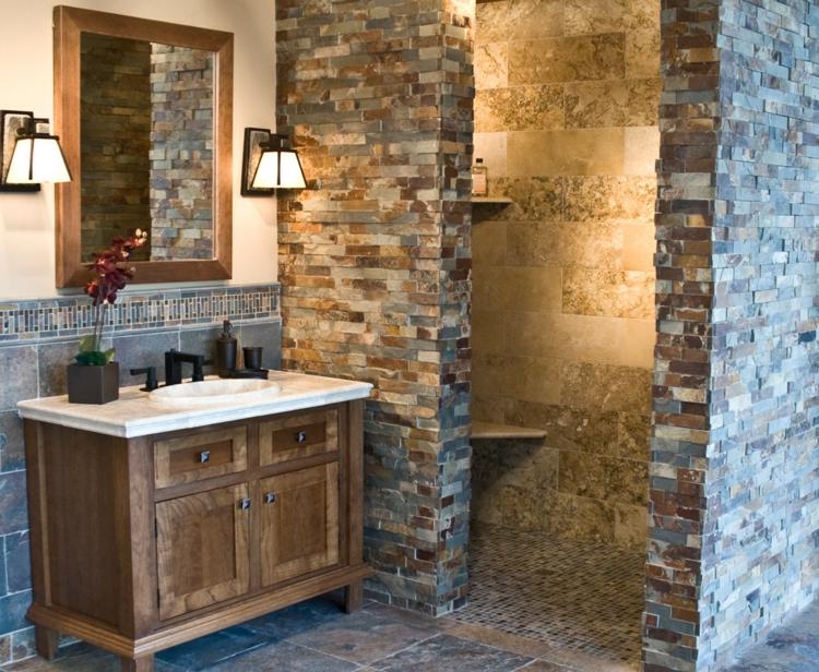 bathroom wood decoration stone