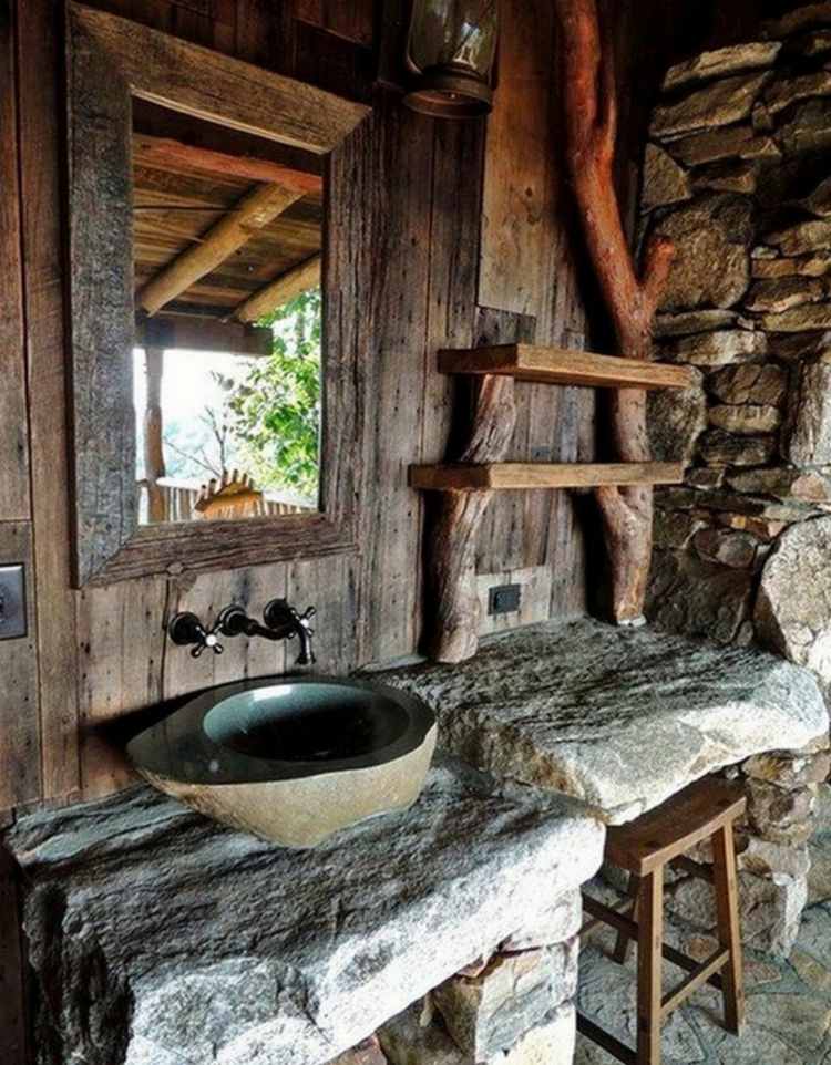 bathroom stone wood decoration