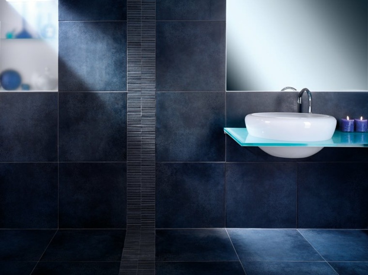 idea bathroom tile dark blue idea design washbasin