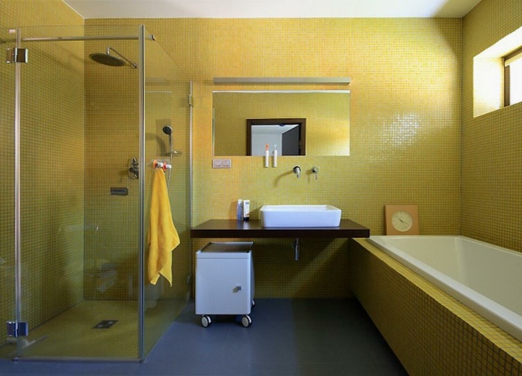 purple yellow bathroom design