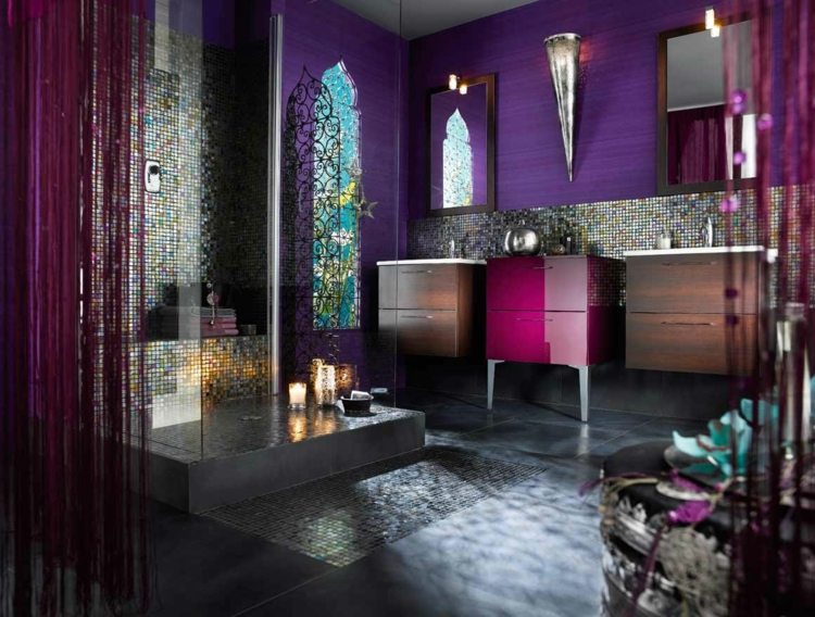 purple luxury designer bathroom