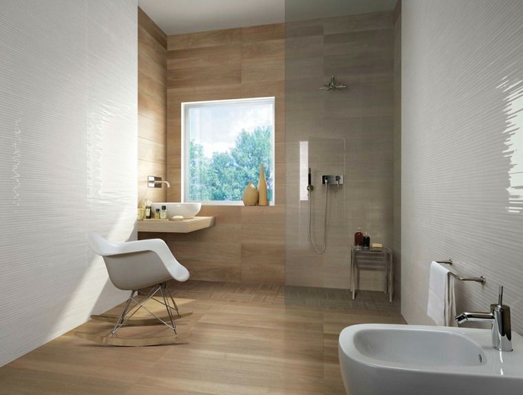 bathroom wood Italian shower armchair white arrangement piece d'eau