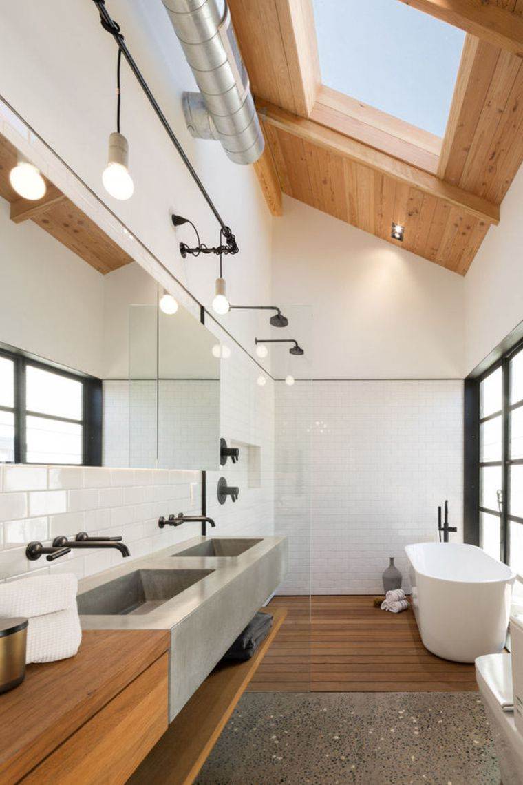 bathroom shower hallway-coating-wood-basin-concrete