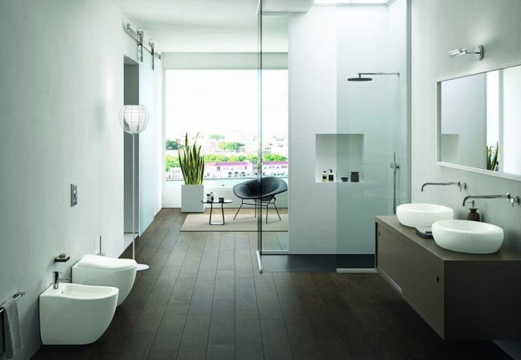 bathroom Italian shower-wall-glass-furniture-wood