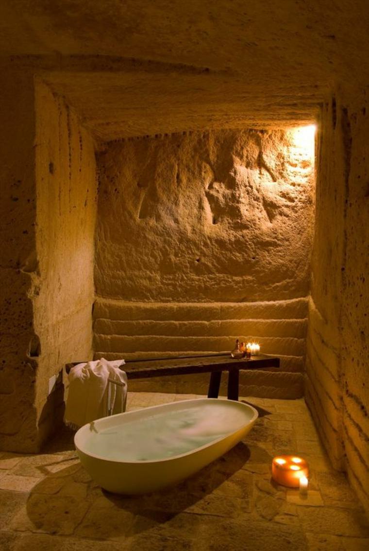 natural stone bath tub modern candles