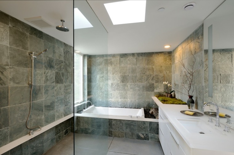 bathroom tile concrete effect waxed design idea interior modern