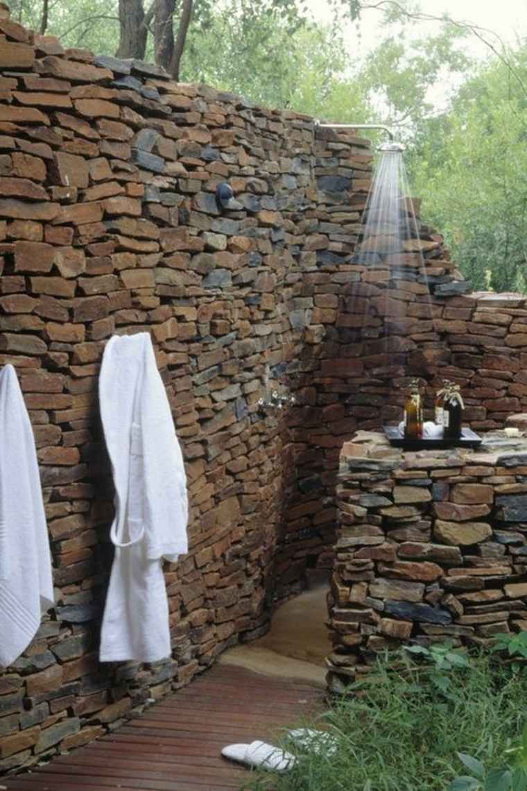 stone bathroom outdoor shower idea garden landscaping