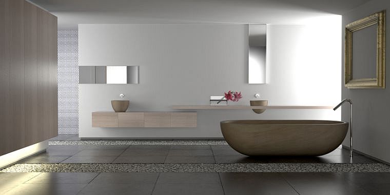 gray and white bathroom bathtub modern wood furniture