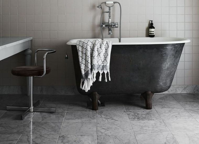 gray and white bathroom tub-on-foot-black