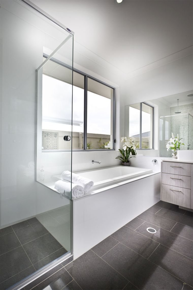 image gray bathroom and white shower cubicle design glass