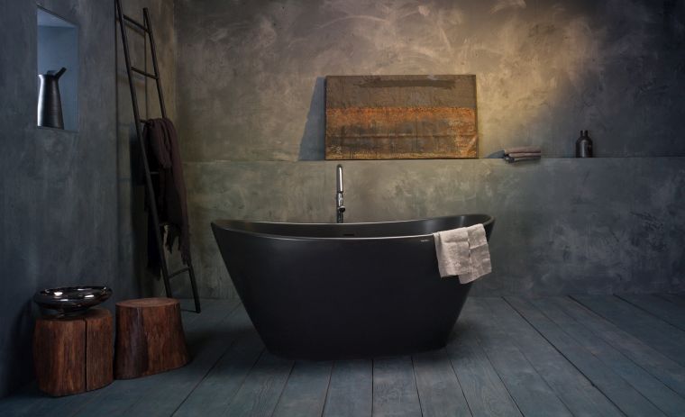 gray bathroom bathtub black modern style