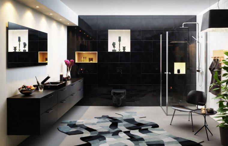 luxury bathroom wall tile black