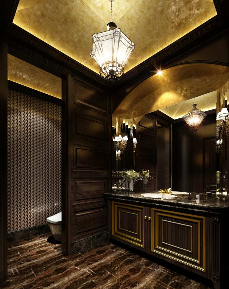 golden bathroom modern design brown wood