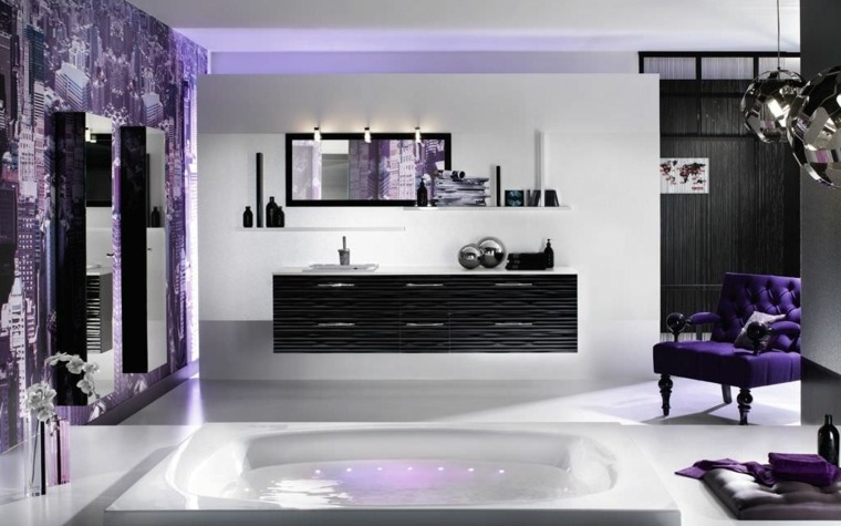 modern bathroom purple modern deco wood furniture