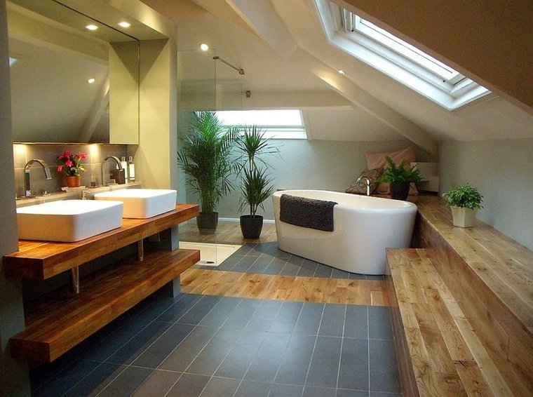 Luxurious bathroom with velux