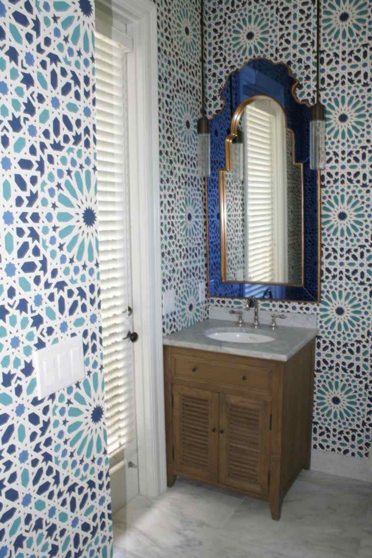 en-suite bathroom-vanity-mirror Moroccan-tiled deviation Eastern