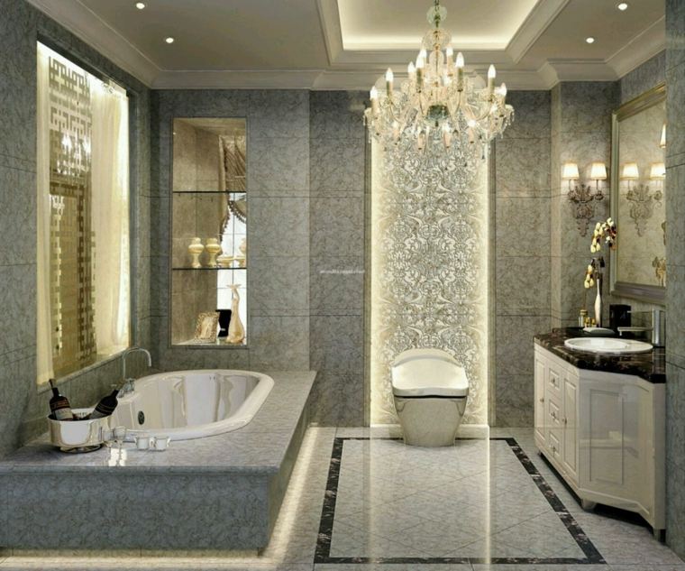 of bath-room-luxury-Moroccan chandeliers, marble