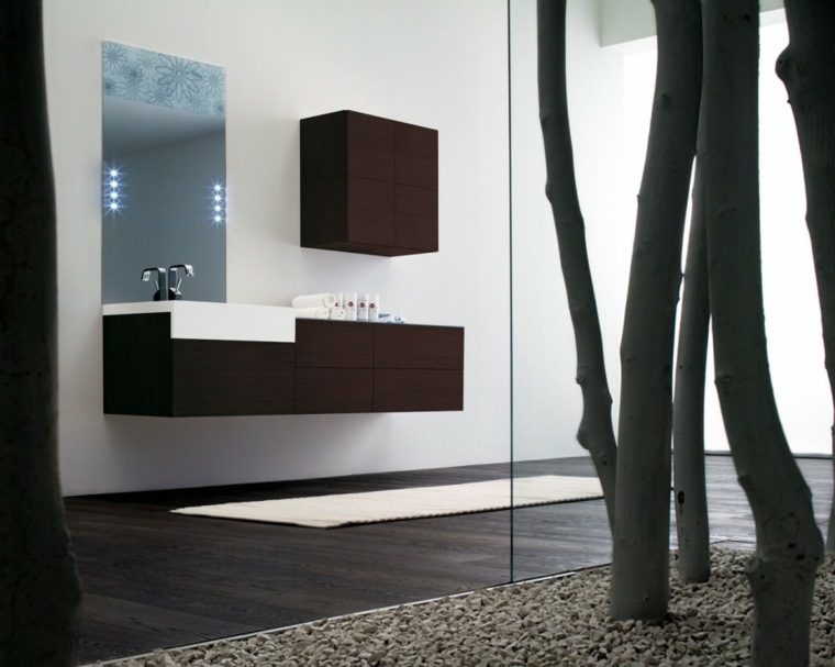 modern interior design wood furniture wall mirror