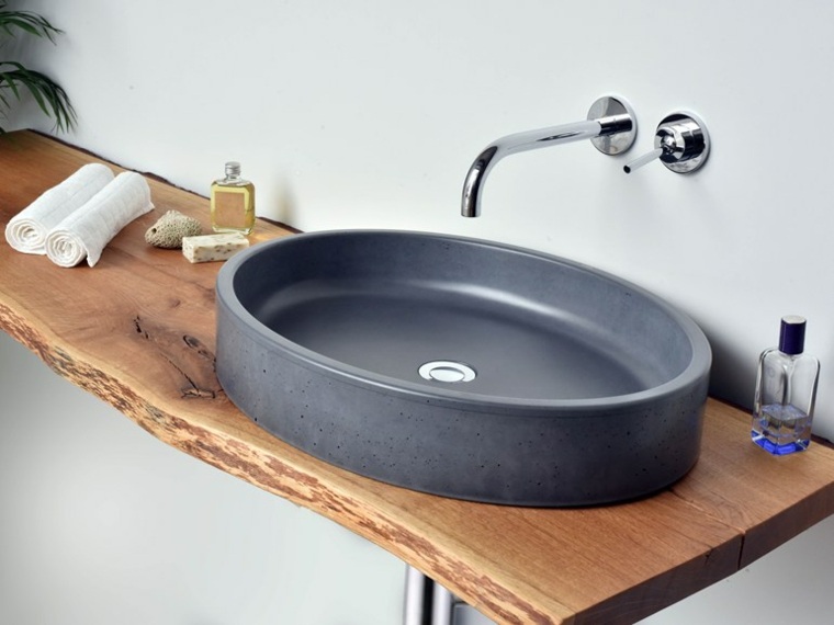 bathroom concrete washbasin countertop wooden design sink