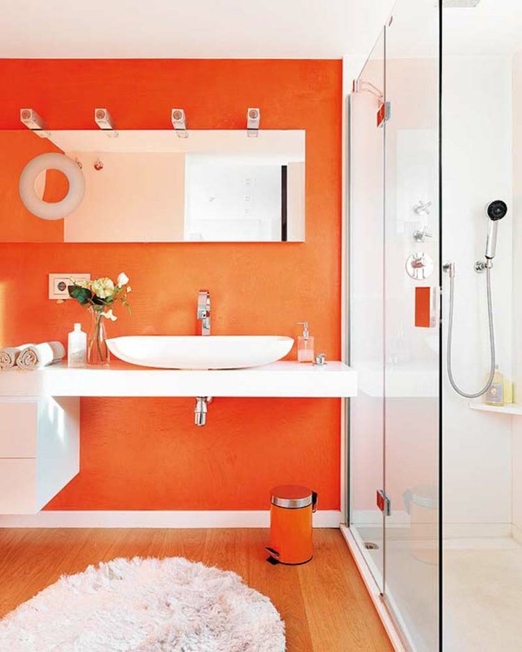 orange modern bathroom