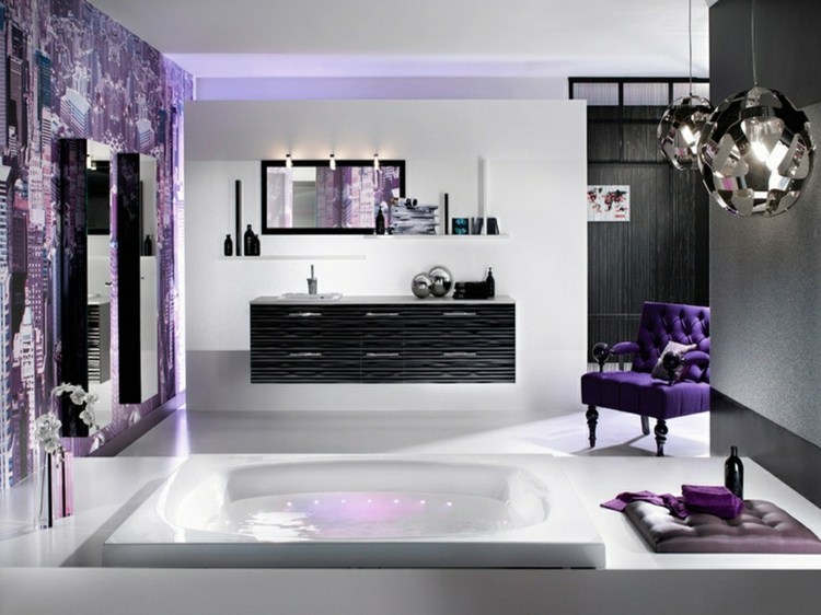 white purple modern bathroom