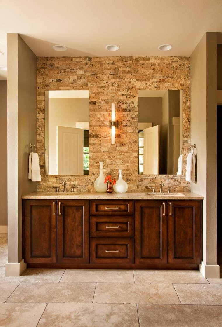 bathroom lighting idea stone wood design deco tile gray