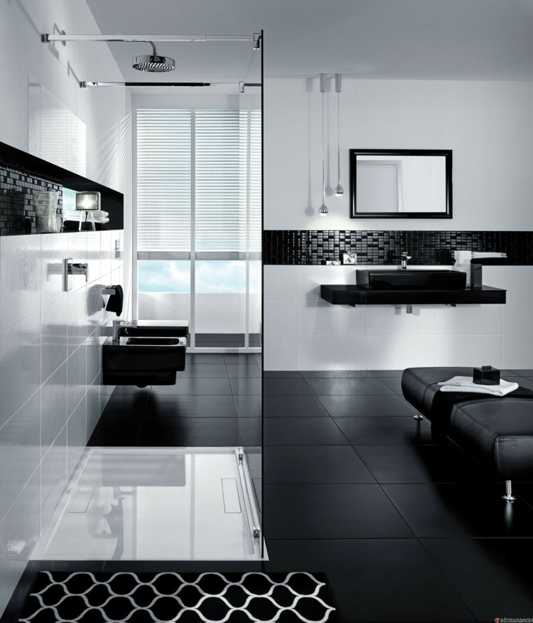 elegant black and white bathroom