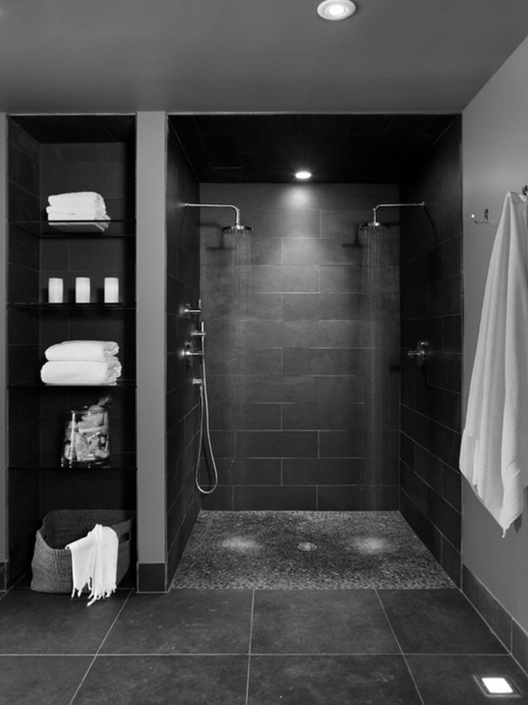 slate bathroom black shower