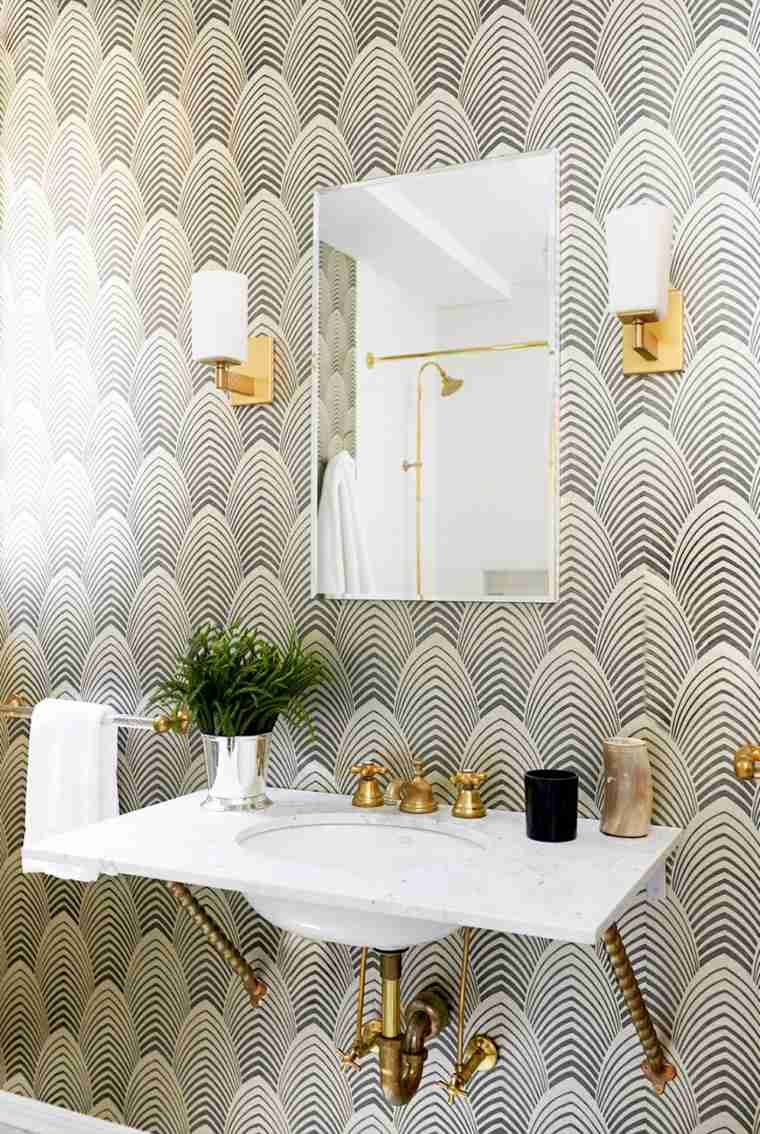 wallpaper for bathroom mirror idea decorate deco