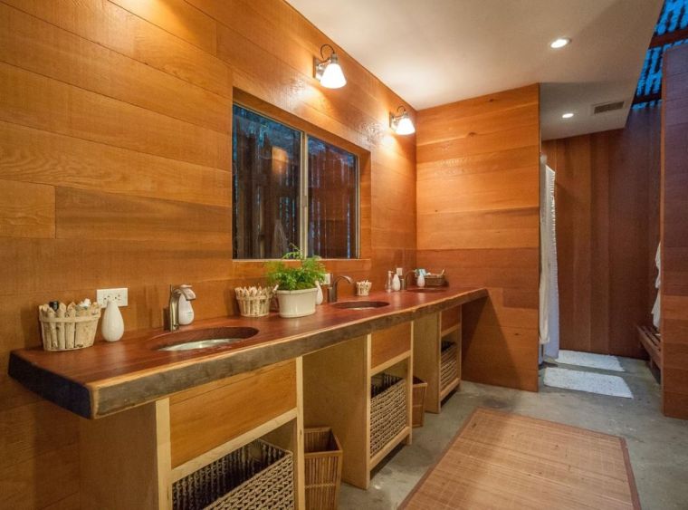 bathroom wall siding wood small space