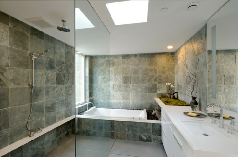 gray bathroom tile idea layout shower cubicle bathtub