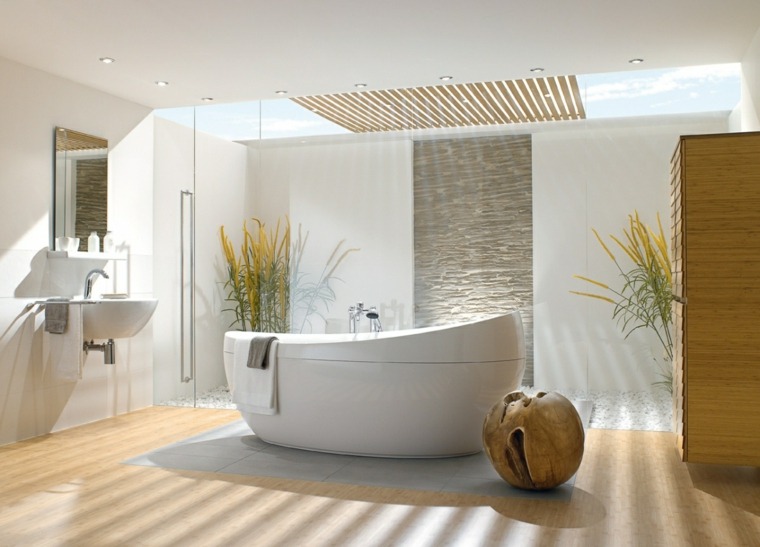 bathroom bathtub design elegant modern wood deco idea plant